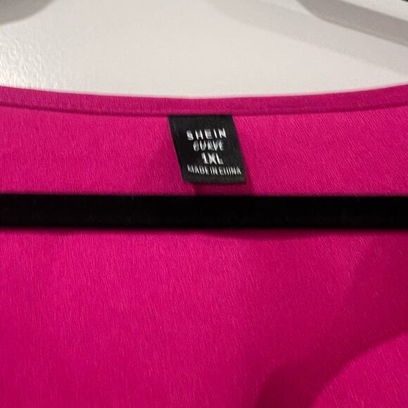 Shein Curve Women's Plus Size Bright Pink Long Sleeve Blouse Size‎ 1x - Picture 4 of 6